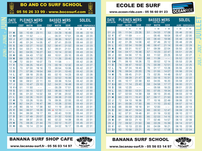 guide des marées lacanau surf info 2021