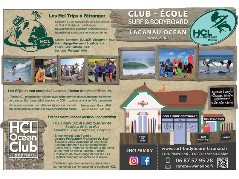 ecole de surf bodyboard HCL Lacanau